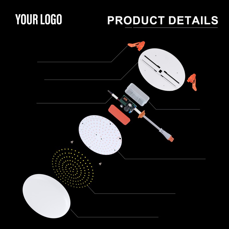 Panou de iluminat fără cadru cu LED încastrat 36W, Aluminiu + PC, Fier + PP